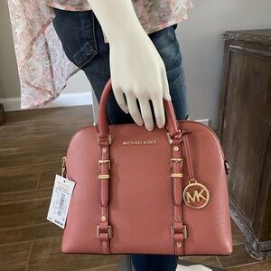 MICHAEL Michael Kors, Bedford Legacy Medium Dome Pebble Leather Zip Satchel